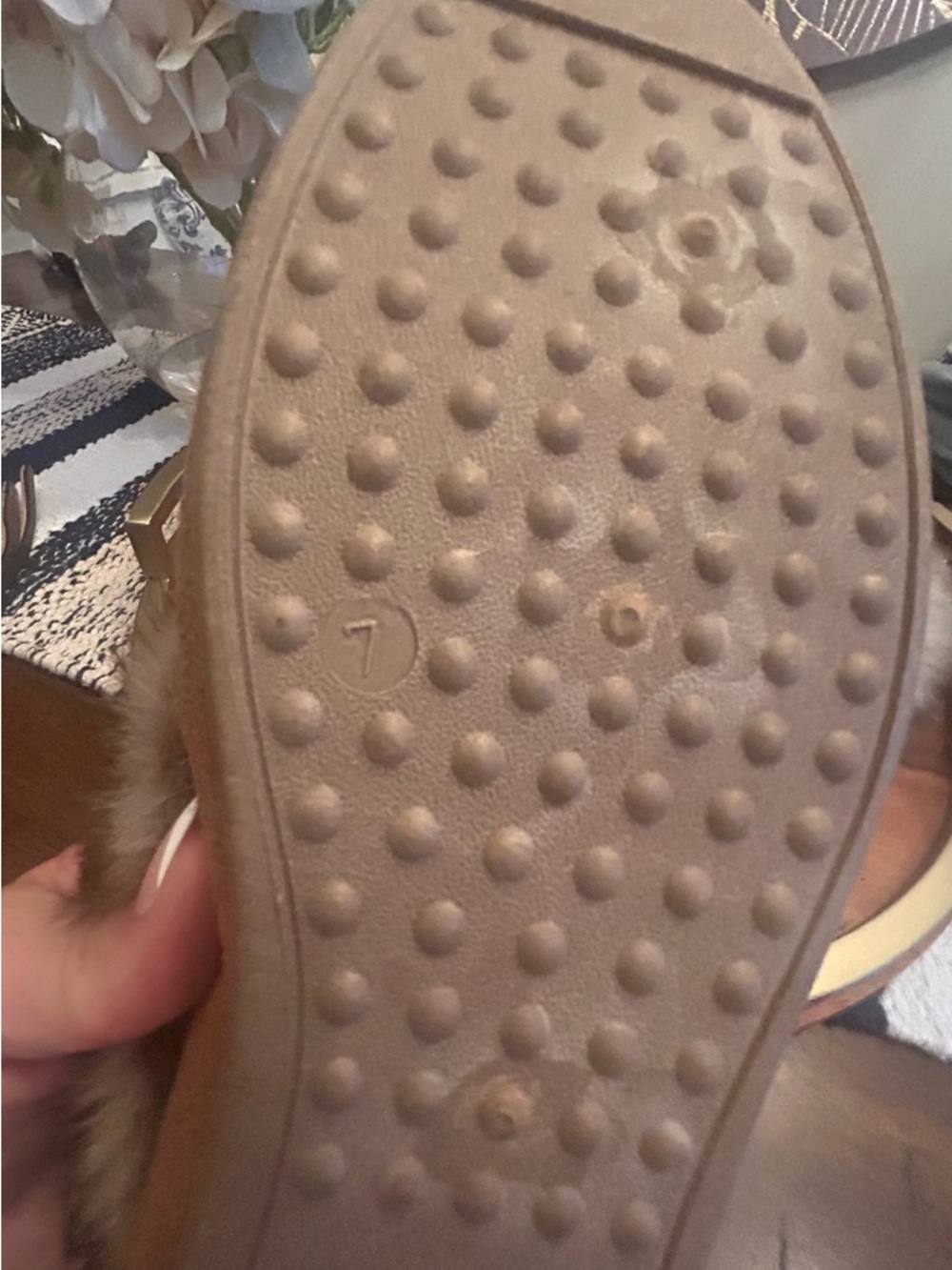 Outboard Faux Fur Moccasin Slippers in Chestnut - Picture 6 of 8